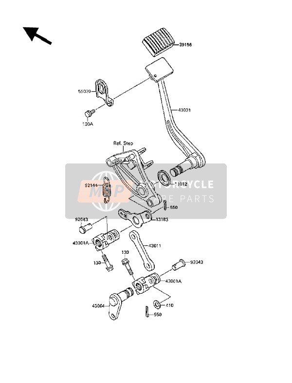 Kawasaki VN-15SE 1989 Brake Pedal for a 1989 Kawasaki VN-15SE