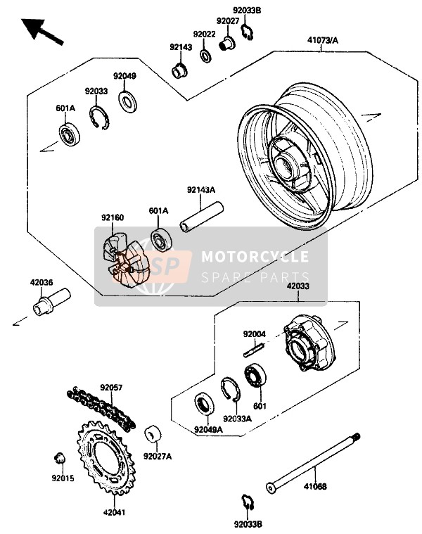 Kawasaki ZX-10 1989 Rear Hub for a 1989 Kawasaki ZX-10