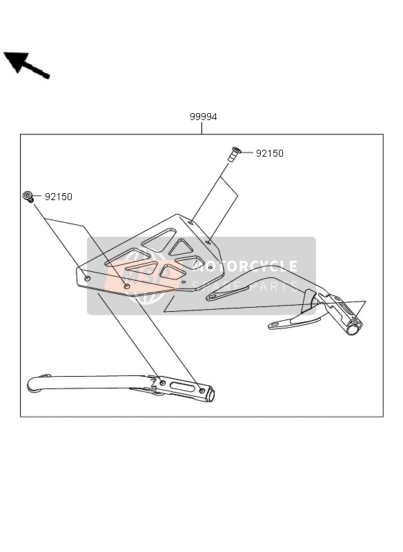 Kawasaki VERSYS ABS 2011 Accesorio (Top Case Stay) para un 2011 Kawasaki VERSYS ABS