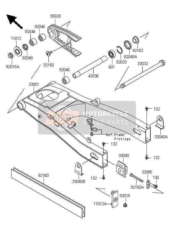 3300100338F, ARM-COMP-SWING,F.S.Black, Kawasaki, 0