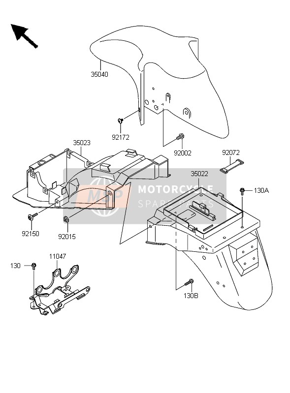 350401051H8, FENDER-COMP-FRONT, Ebo, Kawasaki, 0