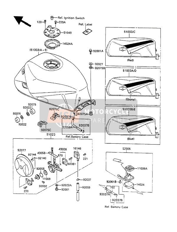 Kawasaki GPX600R 1990 Fuel Tank for a 1990 Kawasaki GPX600R