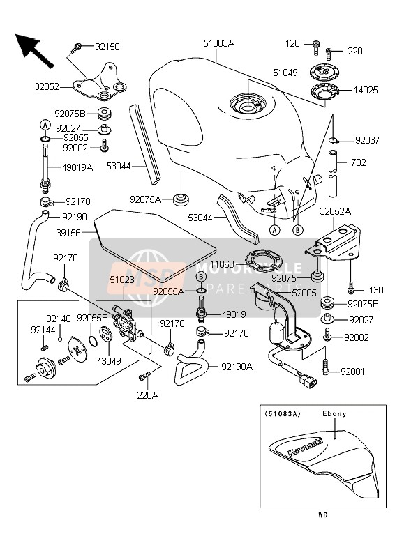 Kawasaki ZZR600 2006 Fuel Tank for a 2006 Kawasaki ZZR600