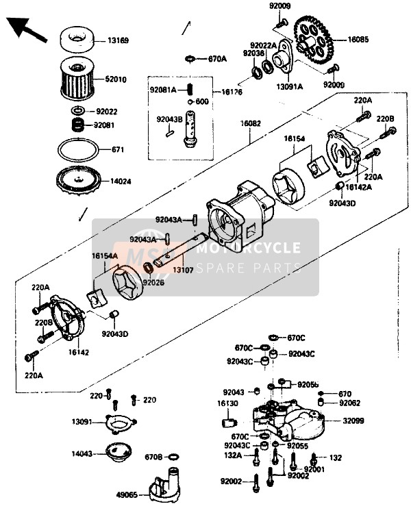 Kawasaki ZX-10 1990 Oil Pump for a 1990 Kawasaki ZX-10