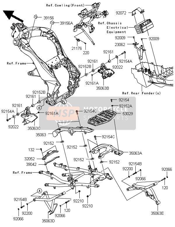 350631478, Stay,Step,Fr,Rh KLZ1000AEF, Kawasaki, 0