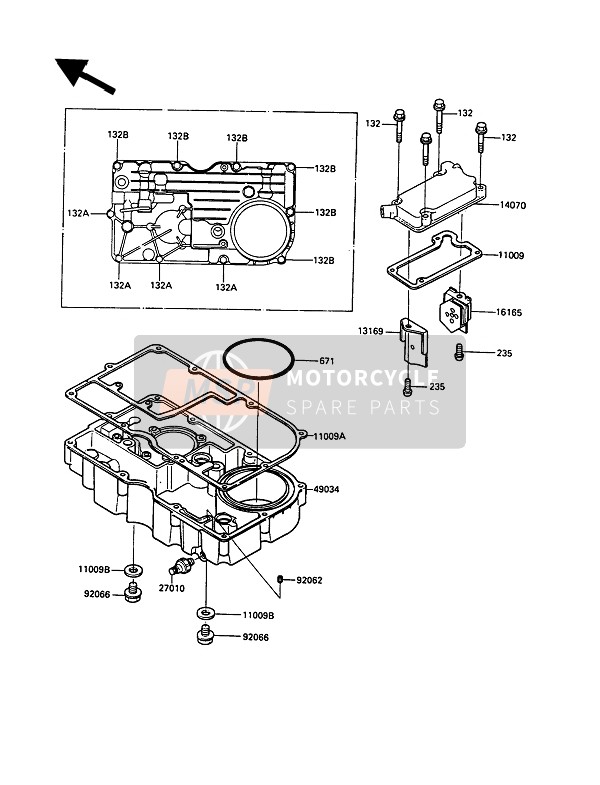 Kawasaki 1000GTR 1990 Cuerpo respirador & Colector de aceite para un 1990 Kawasaki 1000GTR