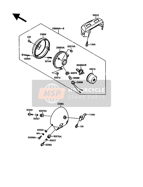 Kawasaki VN-15 1991 Head Lamp for a 1991 Kawasaki VN-15