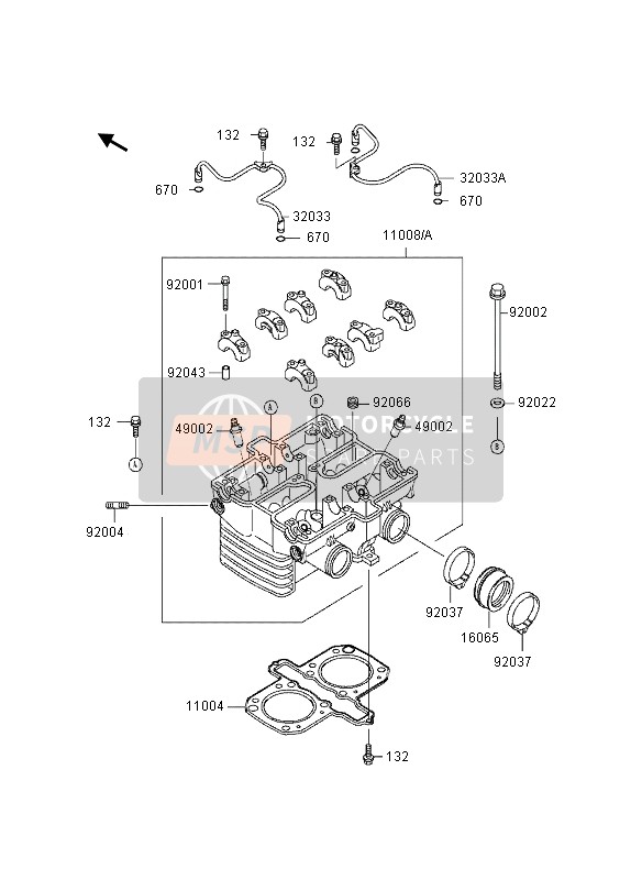 110081231, HEAD-COMP-CYLINDER, Kawasaki, 1