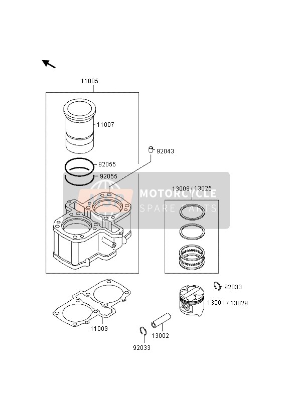 Kawasaki EN500 1995 Cylindre & Pistons pour un 1995 Kawasaki EN500