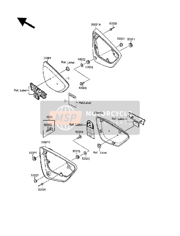 Kawasaki VN-15SE 1991 Couvercle latéral pour un 1991 Kawasaki VN-15SE