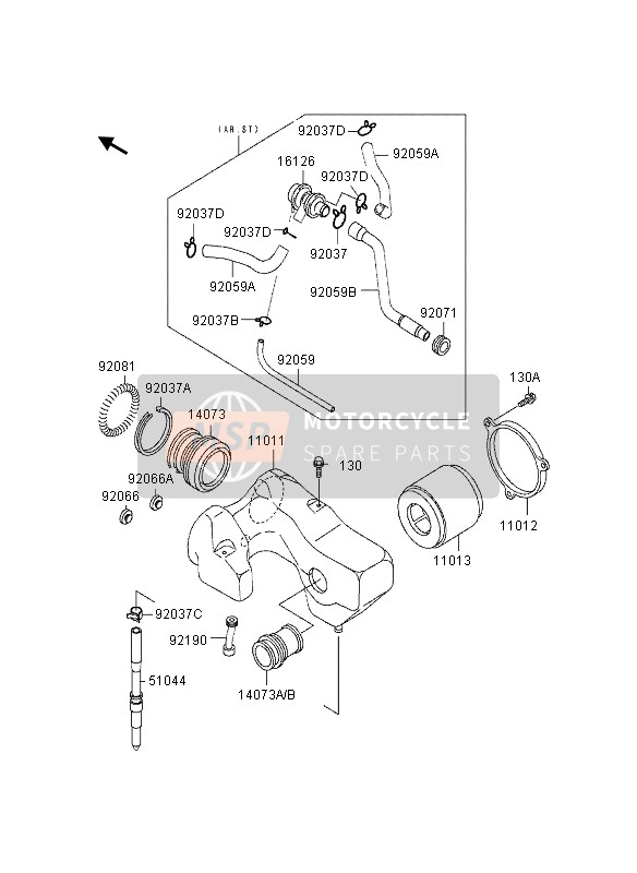 Kawasaki EN500 1995 Air Cleaner for a 1995 Kawasaki EN500