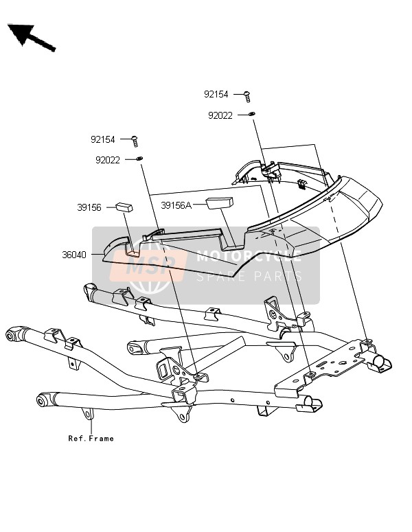 360400132, COVER-TAIL, Kawasaki, 0