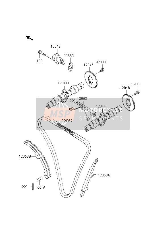 Kawasaki EN500 1995 Camshaft & Tensioner for a 1995 Kawasaki EN500