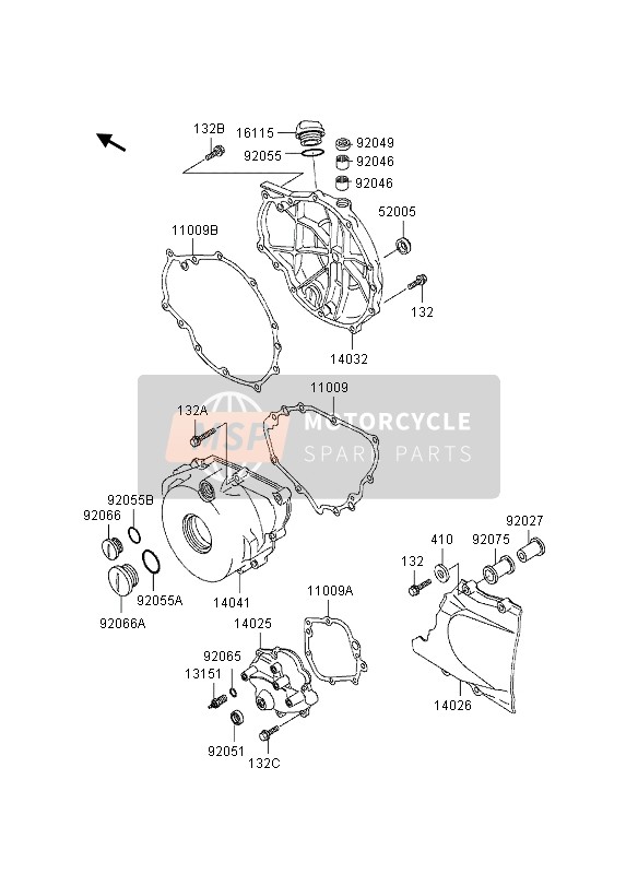 Kawasaki EN500 1995 Couvercles de moteur pour un 1995 Kawasaki EN500