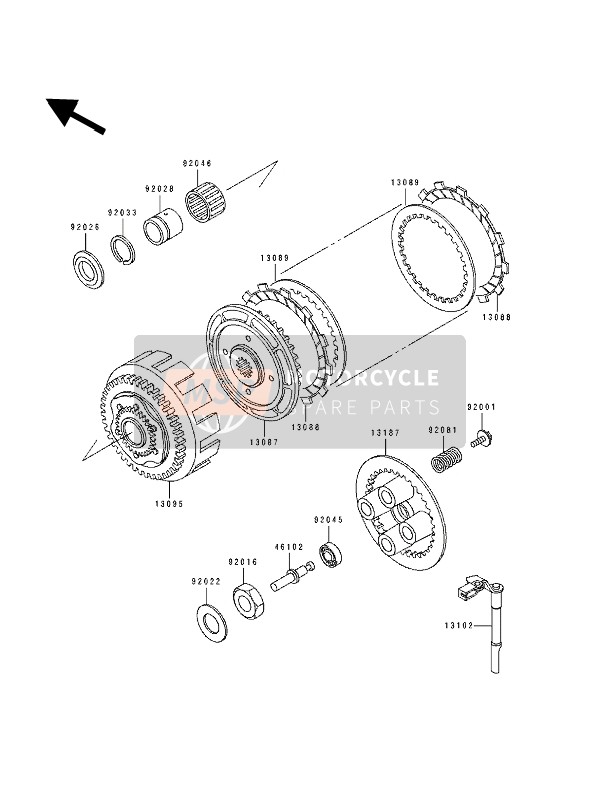 Kawasaki EL250D 1991 Clutch for a 1991 Kawasaki EL250D