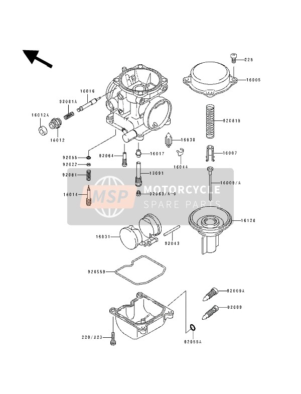 Kawasaki EL250D 1991 Carburettor Parts for a 1991 Kawasaki EL250D