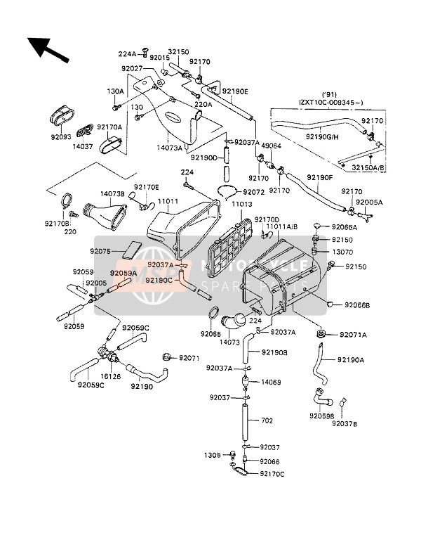 Kawasaki ZZ-R1100 1991 Filtre à air pour un 1991 Kawasaki ZZ-R1100