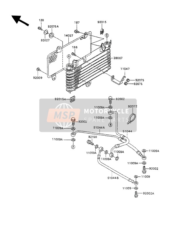 Kawasaki ZZ-R1100 1991 Oil Cooler for a 1991 Kawasaki ZZ-R1100