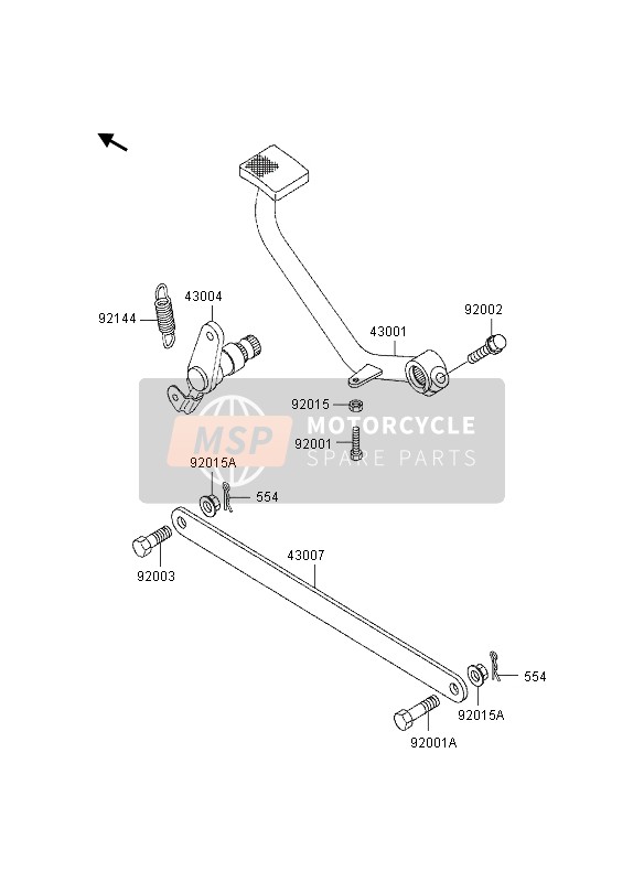 Kawasaki EN500 1995 Brake Pedal for a 1995 Kawasaki EN500