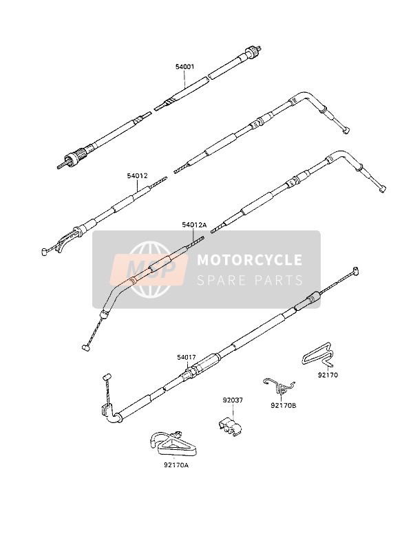 Kawasaki ZZ-R1100 1991 Cable para un 1991 Kawasaki ZZ-R1100