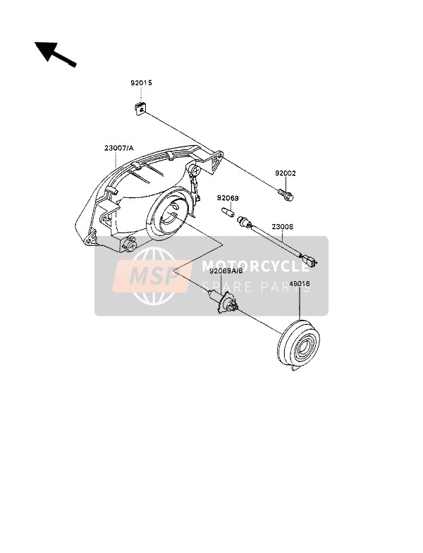 Kawasaki ZZ-R1100 1991 Lampe frontale pour un 1991 Kawasaki ZZ-R1100