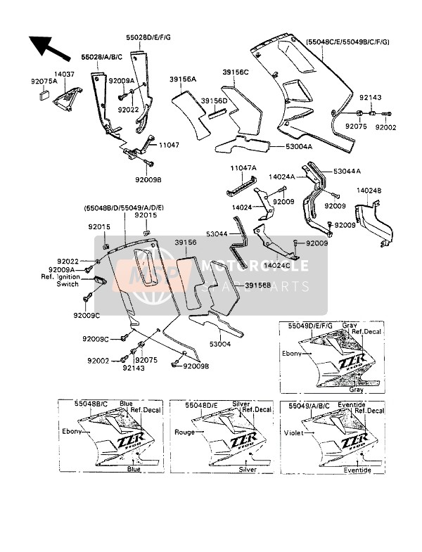 550485494KA, Cowling.,Lwr,Lh,Violet/eventid, Kawasaki, 0