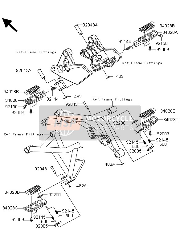 Kawasaki VERSYS 1000 2013 Footrests for a 2013 Kawasaki VERSYS 1000