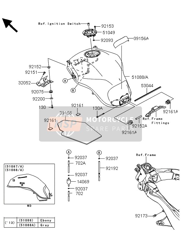 391560982, Pad,Fuel Tank,Rr, Kawasaki, 1