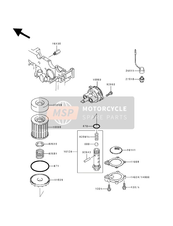 Kawasaki EL250E 1992 La pompe à huile pour un 1992 Kawasaki EL250E