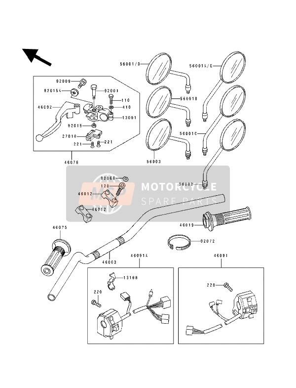 Kawasaki EL250E 1992 Handlebar for a 1992 Kawasaki EL250E
