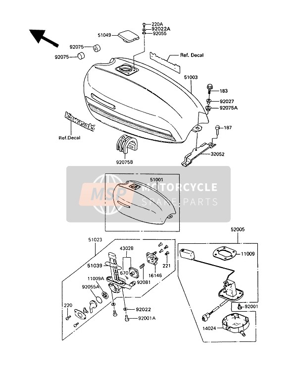 Kawasaki GT550 1993 Fuel Tank for a 1993 Kawasaki GT550