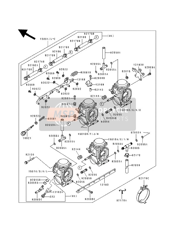 Kawasaki ZXR400 1992 Carburettor for a 1992 Kawasaki ZXR400