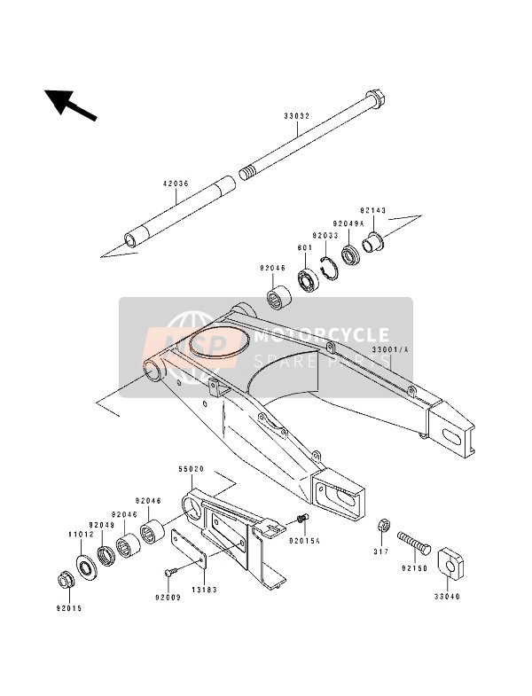 Kawasaki ZXR400 1992 Swing Arm for a 1992 Kawasaki ZXR400