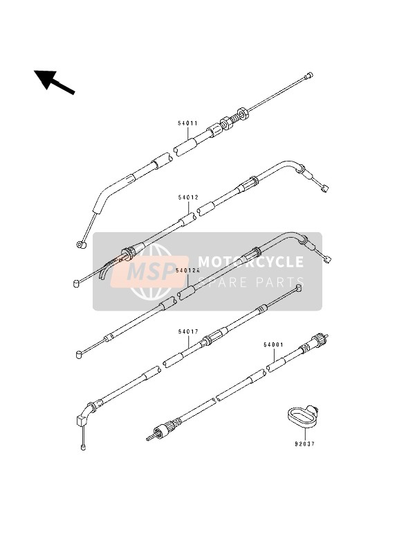 Kawasaki ZXR400 1992 Kabel voor een 1992 Kawasaki ZXR400