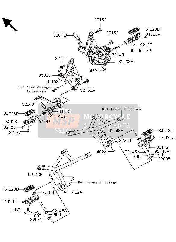 Kawasaki VERSYS ABS 2013 Footrests for a 2013 Kawasaki VERSYS ABS