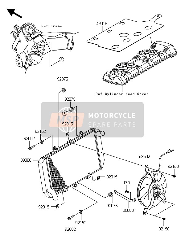 Kawasaki VERSYS 1000 2014 Radiator voor een 2014 Kawasaki VERSYS 1000