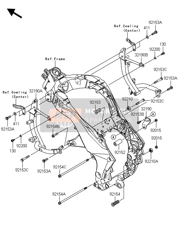 Kawasaki VERSYS 1000 2014 Supporto del motore per un 2014 Kawasaki VERSYS 1000