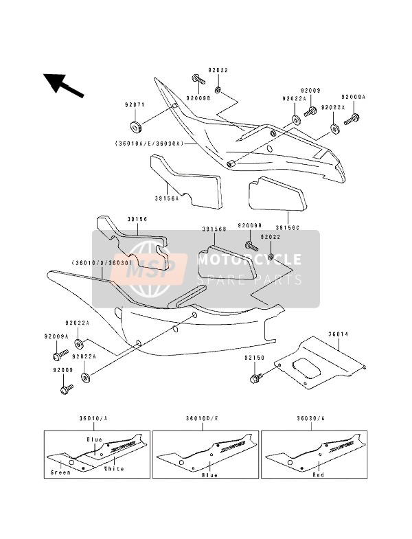 360305027H3, COVER-SIDE,Lh,C.W.Red, Kawasaki, 0