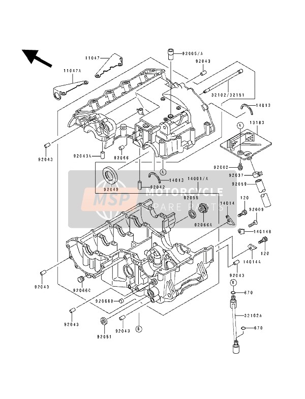 140015315, SET-CRANKCASE, Kawasaki, 1