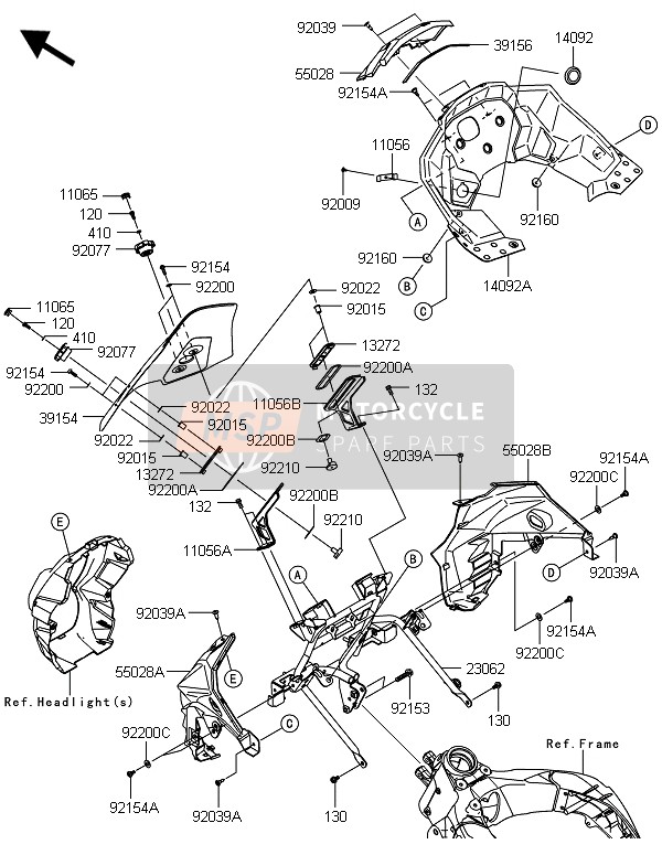 Kawasaki VERSYS 1000 2014 Cowling (Upper) for a 2014 Kawasaki VERSYS 1000