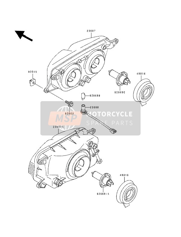 Kawasaki ZXR400 1993 Lampada frontale per un 1993 Kawasaki ZXR400