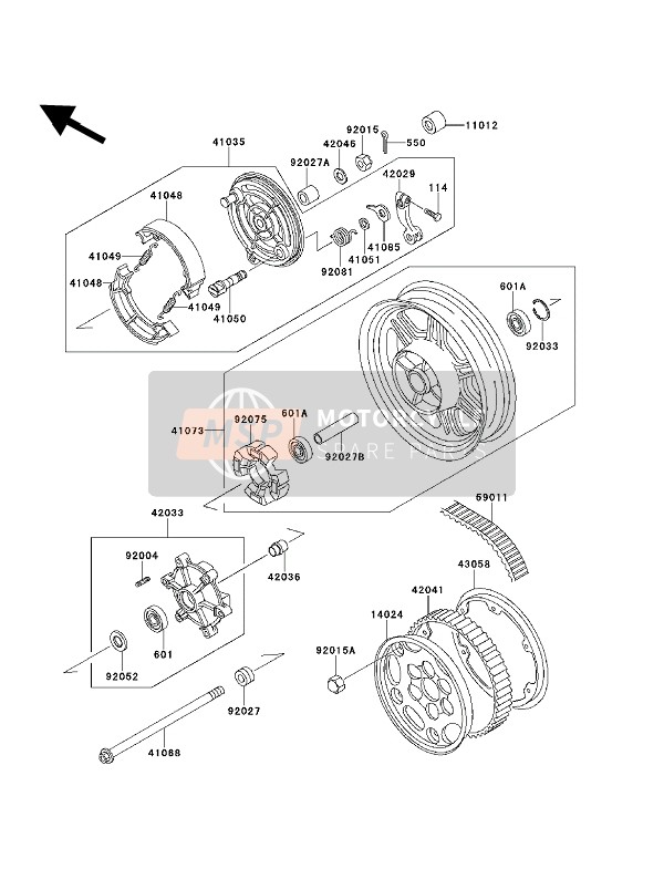 Kawasaki EN500 1993 Rear Hub for a 1993 Kawasaki EN500