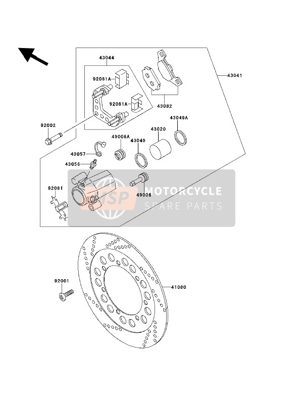 Kawasaki EN500 1993 Front Caliper for a 1993 Kawasaki EN500