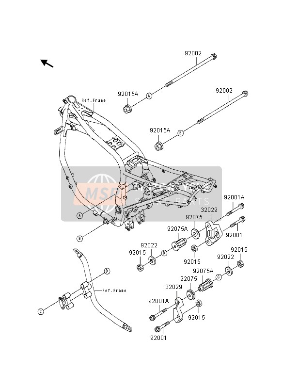 Kawasaki GPZ1100 1995 Frame Fittings for a 1995 Kawasaki GPZ1100