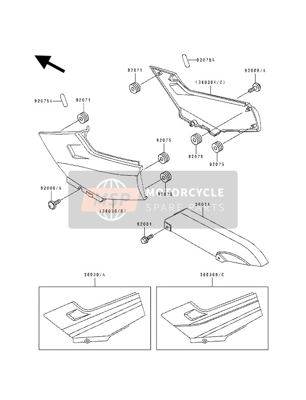 Kawasaki ZZ-R250 1994 Side Covers & Chain Cover for a 1994 Kawasaki ZZ-R250