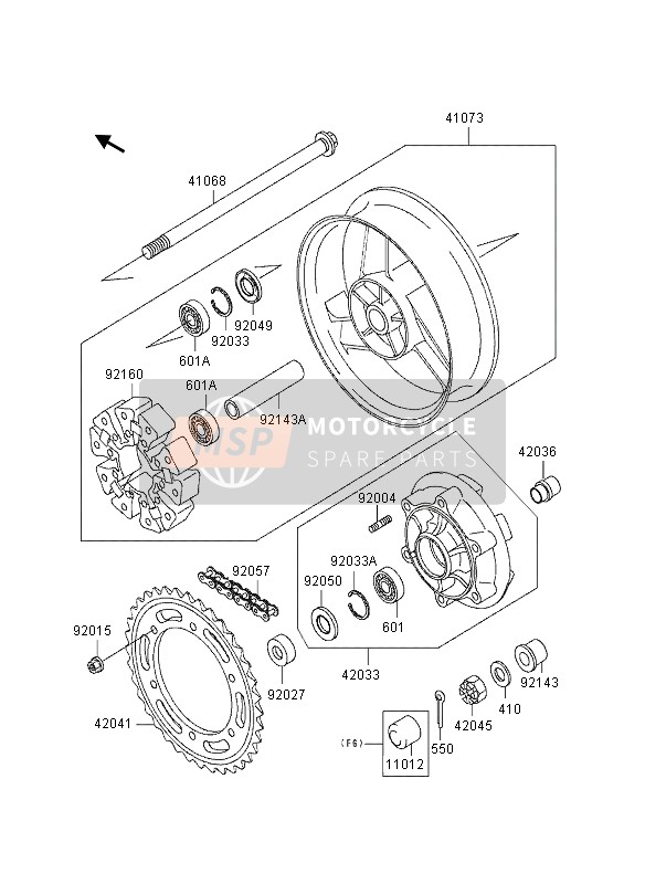 Kawasaki GPZ1100 1995 Rear Hub for a 1995 Kawasaki GPZ1100