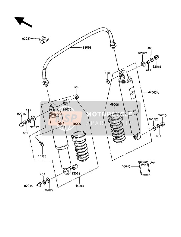 Kawasaki GT750 1994 Suspensie & Schokdemper voor een 1994 Kawasaki GT750