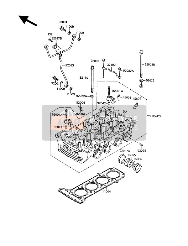 Kawasaki 1000GTR 1994 Cylinder Head for a 1994 Kawasaki 1000GTR