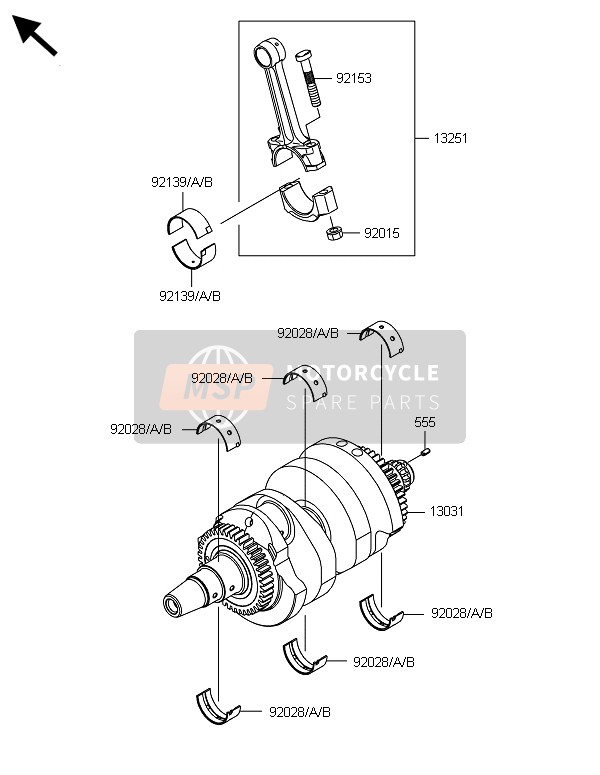 Kawasaki VERSYS 1000 ABS 2014 Crankshaft for a 2014 Kawasaki VERSYS 1000 ABS