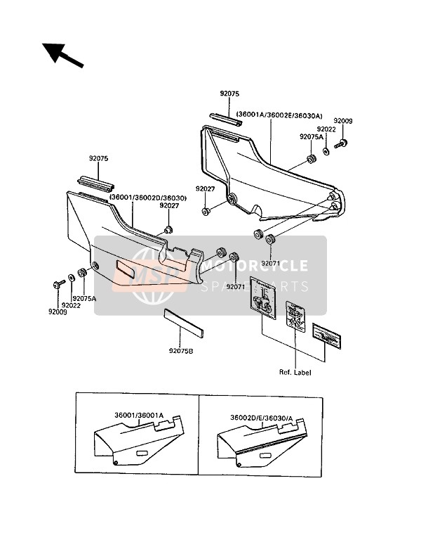 36001132588, COVER-SIDE,Rh,Red/gray/black, Kawasaki, 0